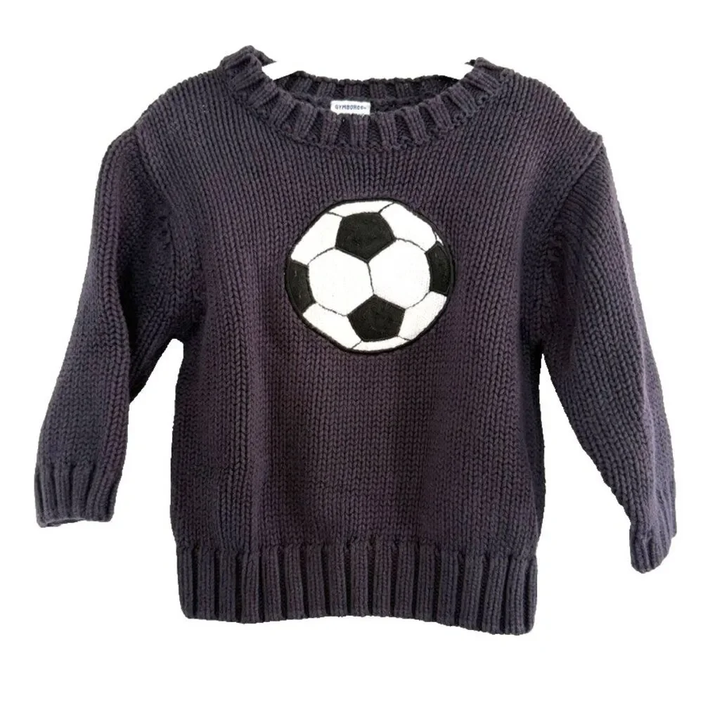 Vintage Gymboree Sweater Soccer Ball Baby Size 12–18m Knit 100% Cotton 2003 Navy